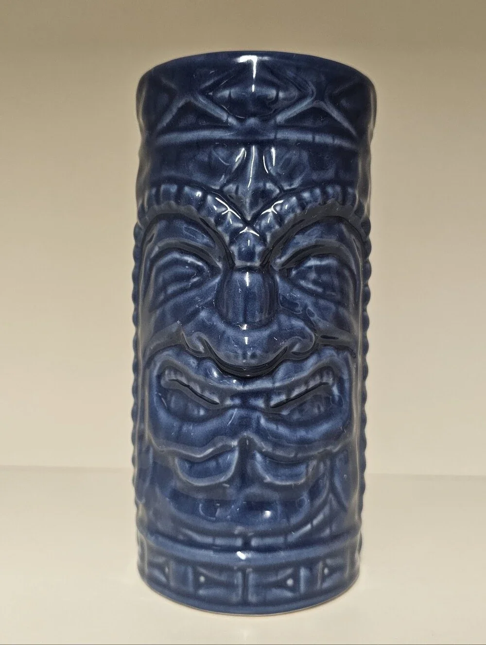 Home Tiki Blue and Peach Ceramic Bar Glass/Mug Pair - (Qty 2)
